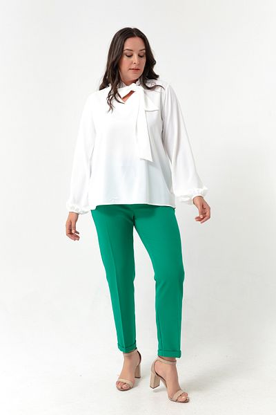 Lafaba Women's Green Elastic Waist Plus Size Pants