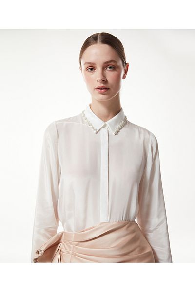 Machka Crystal Stone Striped Blouse