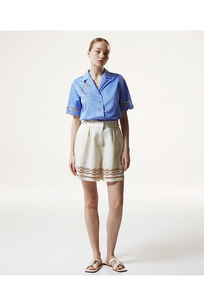 Machka Embroidered Linen Shorts