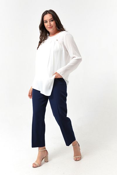 Lafaba Women's Navy Blue Plus Size Fabric Trousers