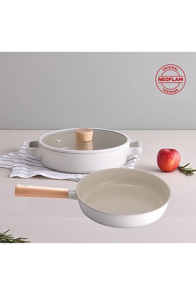 NEOFLAM 0128 Neof226L/Neof126 Fika 2-Piece Aluminum Set - 26cm Pot and Pan
