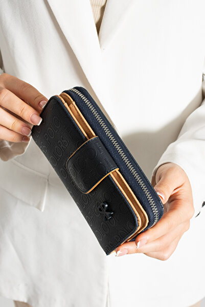 ImPolo Nili LacivertTabaGofraj Друк Жіночий гаманець розміром 10x17