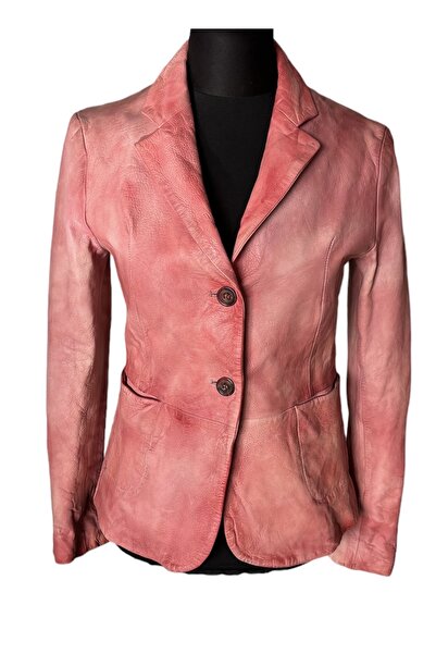 asus deri KADIN HAKİKİ DERİ PEMBE BLAZER CEKET - BAILEY