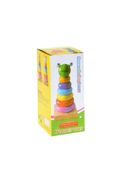 hak-iş oyuncak Colorful Frog Ring Dizmece with Wooden Box