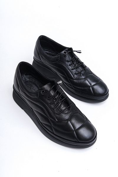 Deripabuc Genuine Leather Black Women's Leather Casual Shoes Dp74-0707