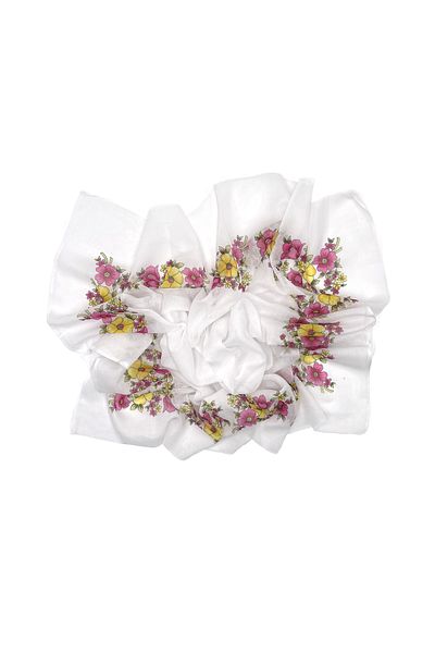 nazipek 100% Cotton Hollow Edge with Flowers to Embroider Macedonian Writing 100x100 Cm Scarf
