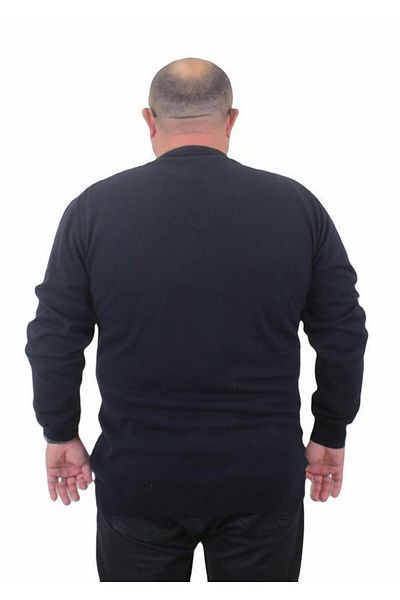 Starbattal Men's Plus Size Crew Neck Basic Knitwear Sweater 23750 NAVY BLUE