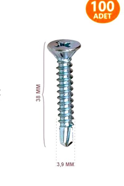 Genel Markalar 3,9x38 Mm Akıllı Vida Yhb (100 Adet) Sac Vidası Dayanıklı Matkap Uçlu