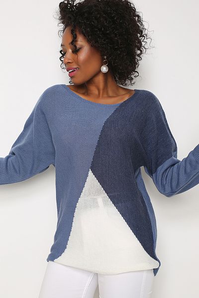 AVORWE Pulover de damă din tricot simplu cu gât în ​​U
