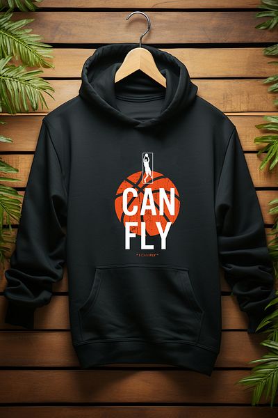 ADA BEBEK ÇOCUK Памучен унисекс суитшърт с качулка в баскетболен стил Can Fly