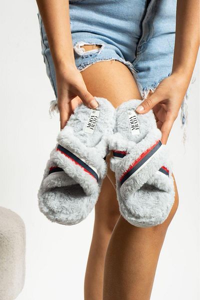 Moda Frato Modafrato PARIS Cross γυναικείες παντόφλες εσωτερικού χώρου Χειμερινές παντόφλες αθόρυβη σόλα