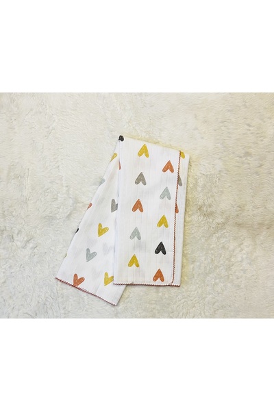 anne dokunuşu gibi KUZUM BEBE Turuncu Kalpli Kız Erkek Bebek Kundak Müslin Ba...