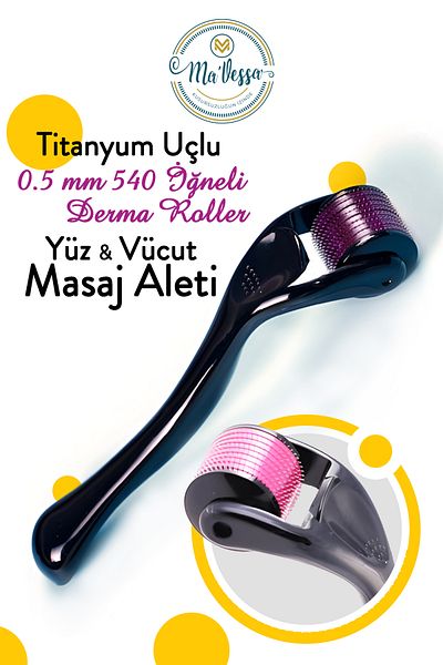 Ma'Vessa Titanium Tip 0.5 mm 540 Needle Dermaroller Face and Body Renewal Massage Tool