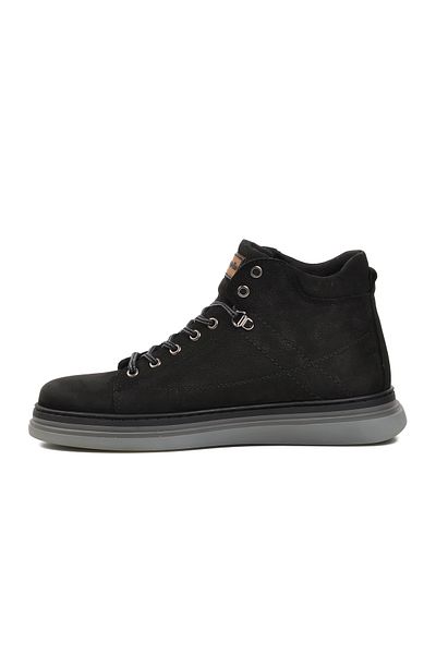 Pierre Cardin 1361654-24K Μαύρες ανδρικές μπότες από γνήσιο δέρμα Nubuck