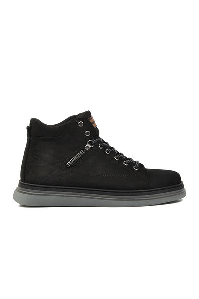 Pierre Cardin 1361654-24K Μαύρες ανδρικές μπότες από γνήσιο δέρμα Nubuck