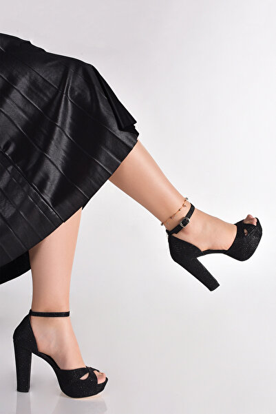 Erkan Saçmacı Pantofi de seară cu platformă Beatriz, negri cu sclipici