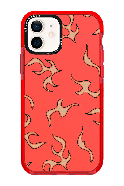 shoptocase Iphone 11 Uyumlu Kırmızı Impact Alevler Tasarımlı Telefon Kılıfı