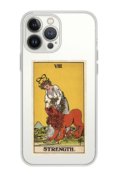 shoptocase Iphone 14 Pro Uyumlu The Strength Tarot Tasarımlı Premium Şeffaf T...