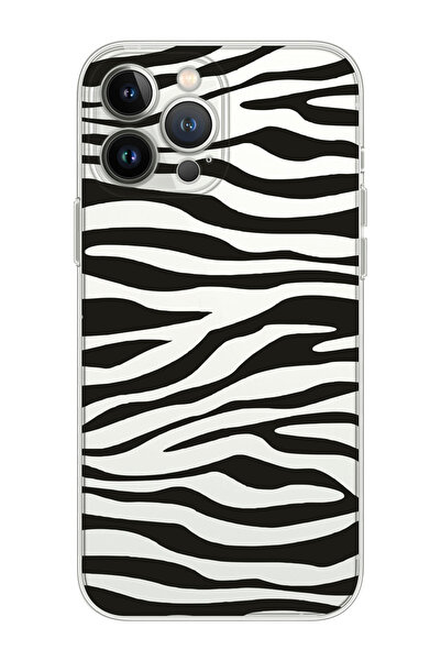 shoptocase Iphone 15 Pro Uyumlu Zebra-2 Tasarımlı Premium Şeffaf Telefon Kılıfı
