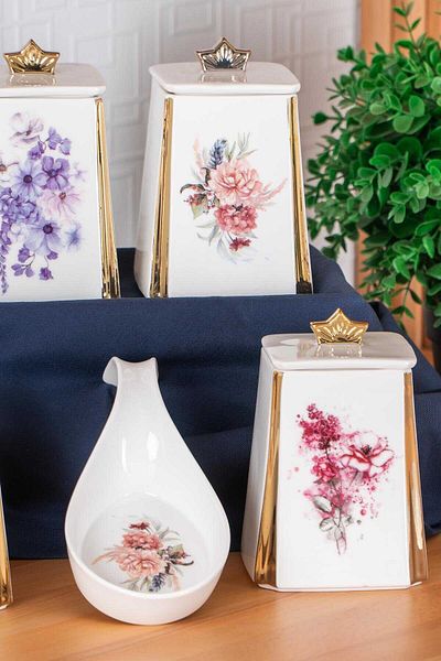 PERLAEVKAHVE Flora Porcelain Kitchen Set of 6