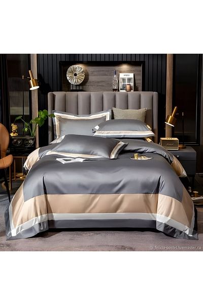 METİNEV Double Crystal Shiny Cotton Satin Non-Slip Quality Duvet Cover Set