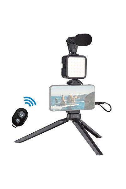 Genel Markalar NR29 Profesyonel Vlog Selfie Çubuğu ve Tripod 5in1 LED Işık Mi...