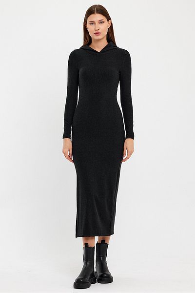 Avones Φόρεμα με μολύβι με κουκούλα 2 κλωστών Full Lycra Anthracite