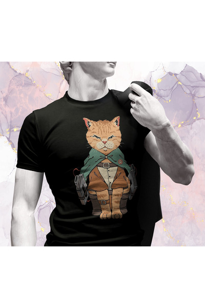 Attack on Titan (Shingeki no Kyojin) - Kedi Levi - Erkek Tişört