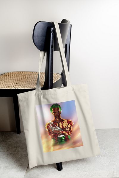 Zimsah Geantă din pânză brută imprimată One Piece Zoro