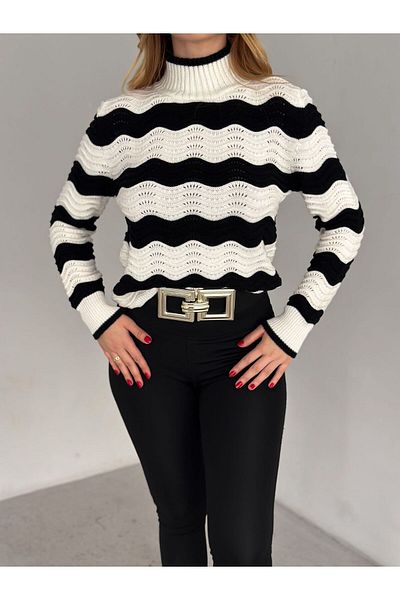 Noa Noa Pulover de damă tricot cu găuri cu model ondulat 9924