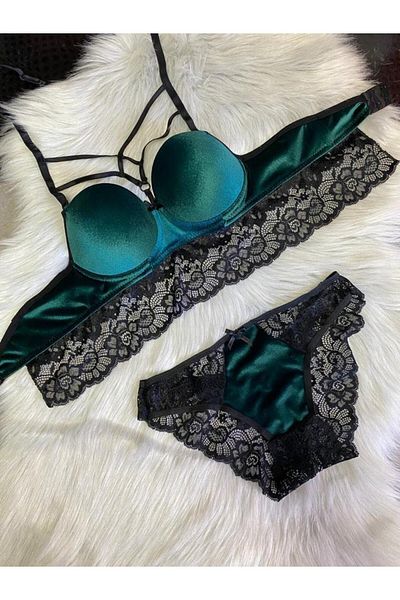 Wild Wake Γυναικείο Laceİ Velvet Special Design Κομψό Σετ σουτιέν και εσώρουχα με υποστήριξη