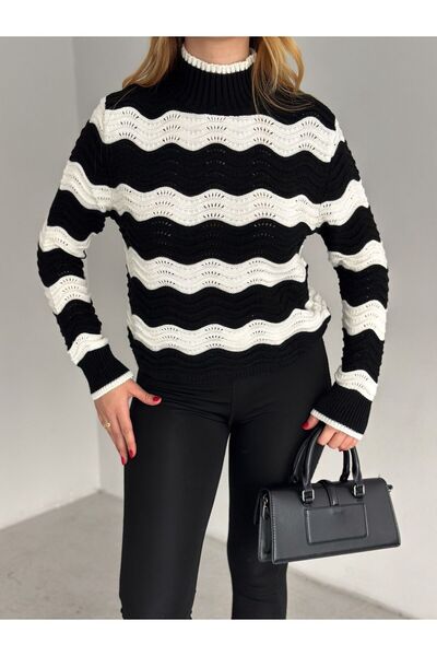 Noa Noa Pulover de damă tricot cu găuri cu model ondulat 9924