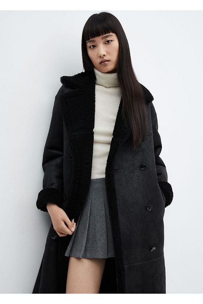 MANGO Woman Reversible fur look overcoat