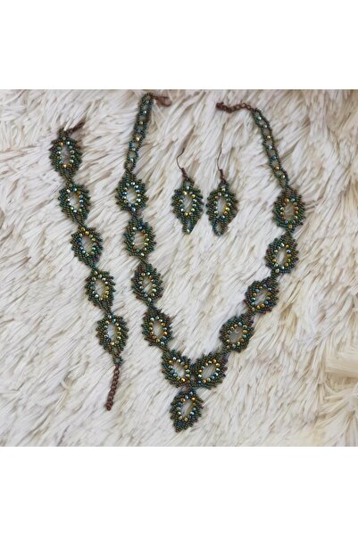 Handmade By HLY Handmade Green Bijouterie Set (Necklace&Bracelet&Earrings)