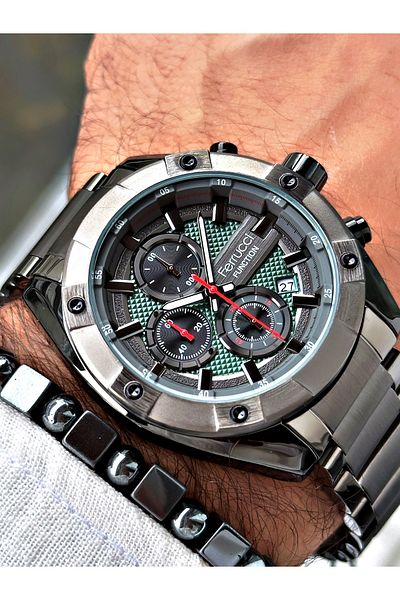 Ferrucci Silver Color Functions Active Steel Men's Wrist Watch + BRACELET WITH GIFT