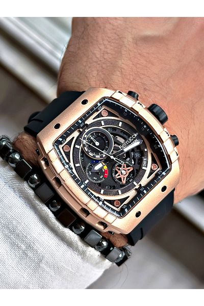 Ferrucci Black Color Sports Silicone Model Functions Active Men's Wrist Watch + BRACELET WITH GIFT