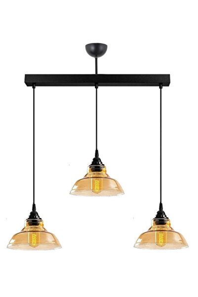 RİOLİGHT ,VİNTAGE,RUSTİK,RETRO 3XE27 BAL CAMLI MASAÜSTÜ SARKIT AVİZE CAM ÇAPI...