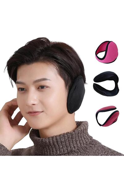Hobisy Black Fleece Neck Type Unisex Ear Beanie - Feel the Warmth of Winter