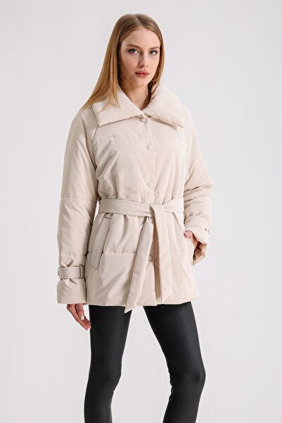 Leather Club Krem Desteny Puffer Şişme Kaban