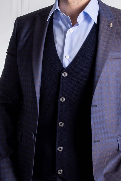 Zingora Тъмносиньо яке с яка тип „лястовица“ Slim Fit