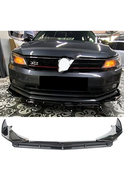 MKG Otomotiv Vw Jetta Mk6 Uyumlu Ön Lip Parlak Siyah 3 Prç Brabus Kırılmaya Dayanıklı ABS