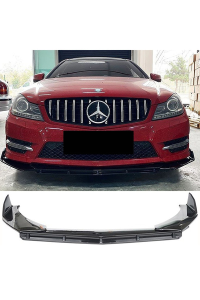 MKG Otomotiv Mercedes W204 Uyumlu  Ön Lip Parlak Siyah 3 Prç Brabus Kırılmaya...