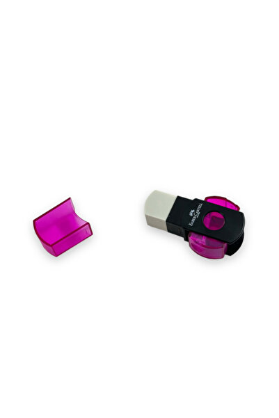 Faber Castell DİKDÖRTGEN SİLGİLİ KALEMTRAŞ – PEMBE