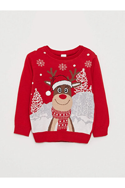 LC Waikiki LCW baby Crew Neck Long Sleeve New Year Themed Baby Boy Knitwear Sweater