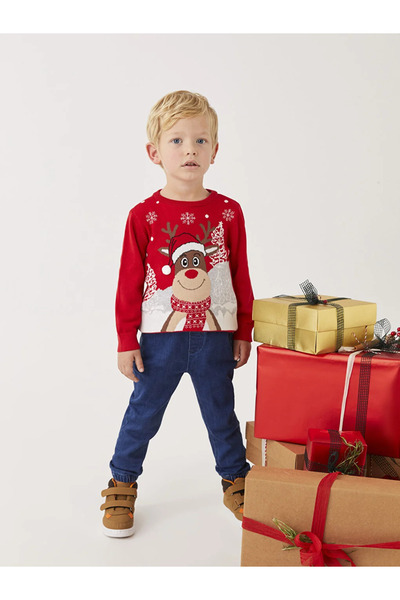 LC Waikiki LCW baby Crew Neck Long Sleeve New Year Themed Baby Boy Knitwear Sweater