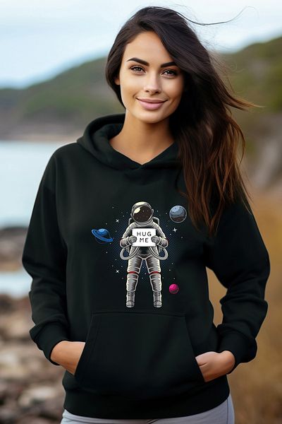 ADA BEBEK ÇOCUK Дамски суитшърт с качулка Cotton Hug Me Astronaut