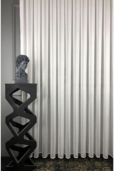 VANESSA PERDE Hafif Çizgili Tül Salon Ve Yatak Odası Tül Perde Modern Ütü İst...