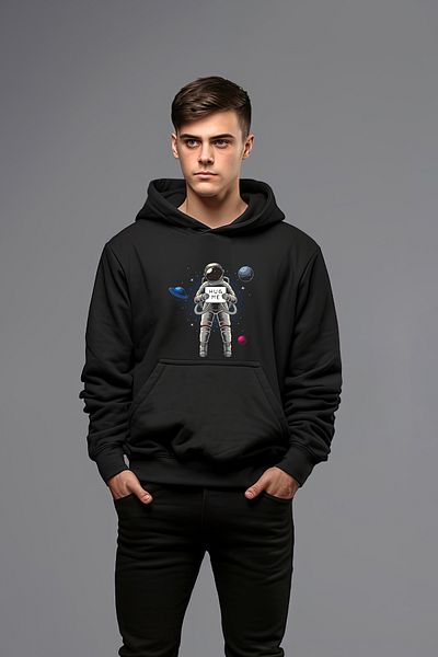 ADA BEBEK ÇOCUK Мъжки суитшърт с качулка Cotton Hug Me Astronaut