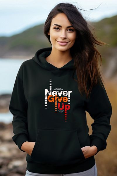 ADA BEBEK ÇOCUK Дамски суитшърт с качулка от памук Never Give Up