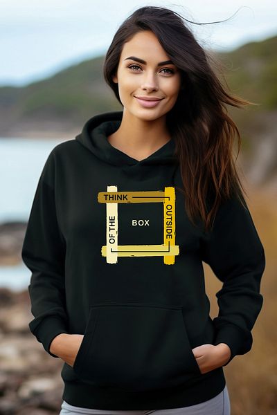 ADA BEBEK ÇOCUK Памучен дамски суитшърт с качулка Think Outside Of The Box
